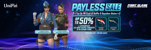 [Payless Sale] Top Up PB Cash di UniPin - Dapatkan Diskon 50% + Cashback 15.000 UniPin Credits & Item In-Game PB!